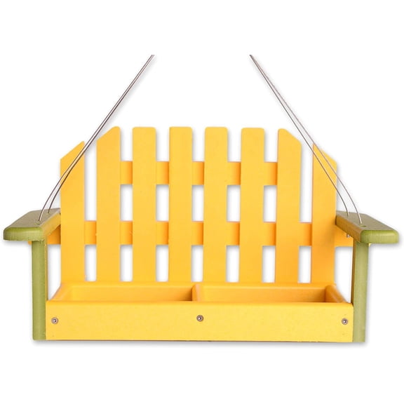 Amish-Made Porch Swing Bird Feeder, Eco-Friendly Poly Lumber Hanging Decorative Bird Feeder Lime Green/Yellow