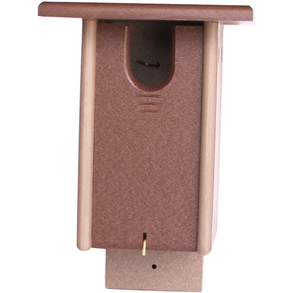 Amish-Made Post-Mount Bluebird House, Eco-Friendly Poly Lumber Tudor Brown/Weathered Wood
