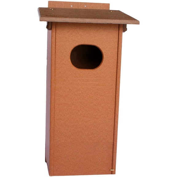 Amish-Made Post-Mount Wood Duck House, Eco-Friendly Poly-Wood Milwaukee Brown/Weathered Wood