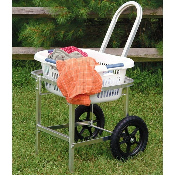 Amish Made Rolling Laundry Cart with Hip Hugger 1 Bushel Basket