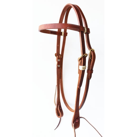 Challenger Made USA Leather Horse Saddle Western Headstall Bridle Tack Brass 78RT01
