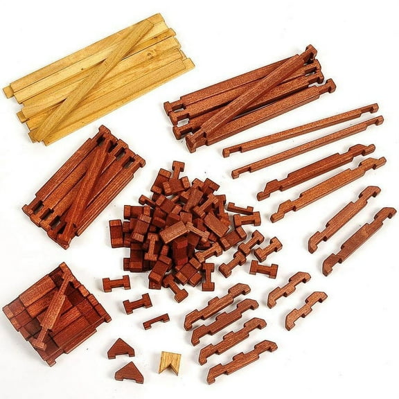 Amish Made Wood Log Building Toy Set Hardwood Nontoxic Ages 3 and Up 155 Pieces