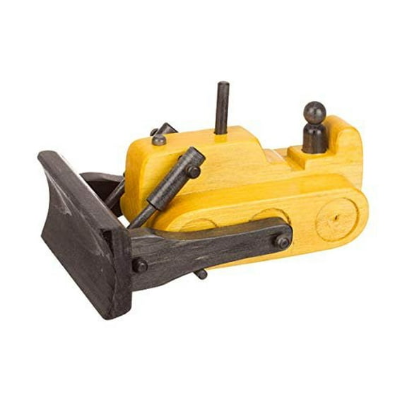 Amish-Made Wooden Bulldozer Toy, Yellow