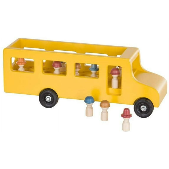 Amish-Made Wooden School Bus Toy, Large Yellow