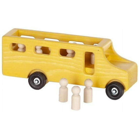 Amish-Made Wooden School Bus Toy, Yellow