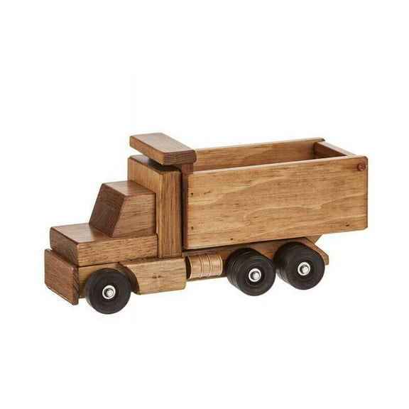 Amish-Made Wooden Toy Dump Truck, Kid-Safe Finish