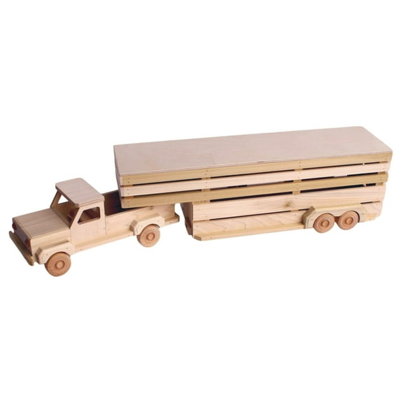 Amish-Made Wooden Toy Pickup & Gooseneck Trailer Set