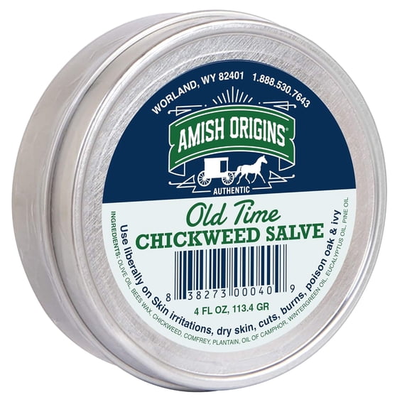 Amish Origins Chickweed Salve 4 oz, Natural Salve Drawing Ointment, Drawing Salve and First Aid Ointment for Everyday Skin Care