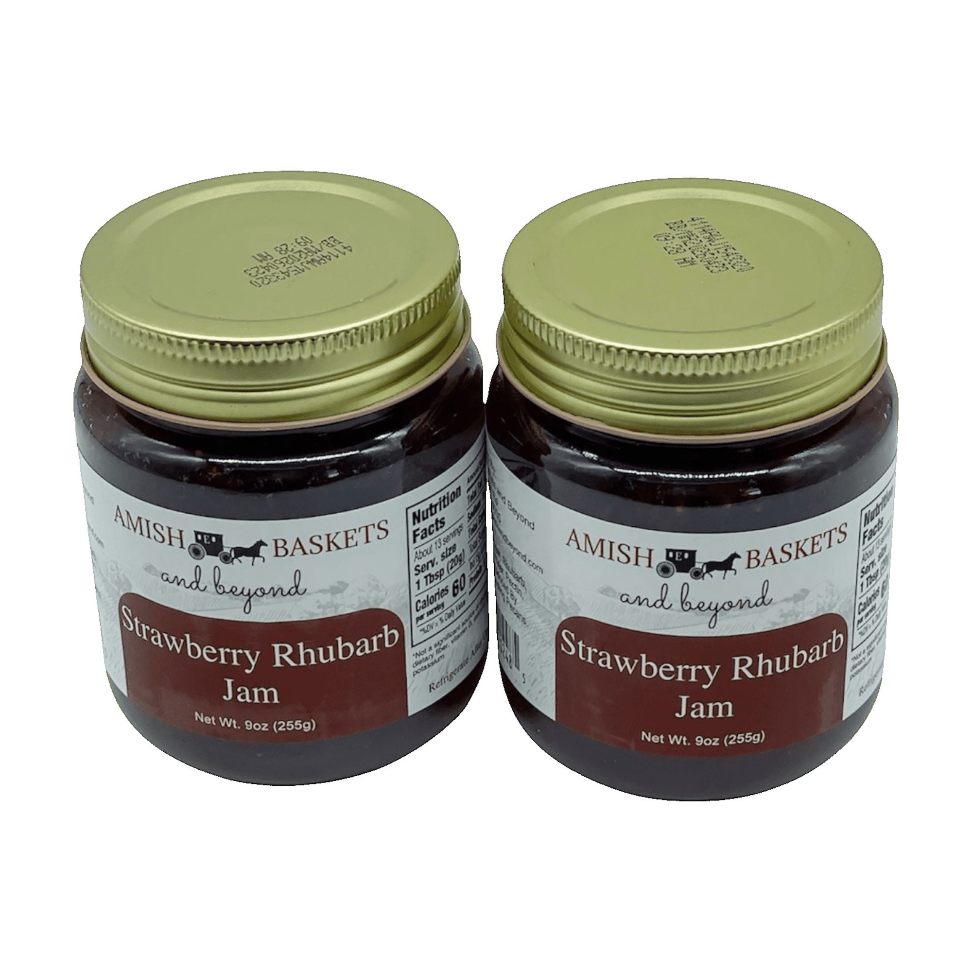 Amish  Strawberry Rhubarb Jam Non GMO Vegan All Natural - 9 oz - 2 Jars