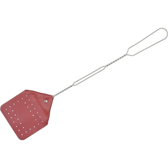 Amish Valley Products Leather Fly Swatter Handcrafted Wire Handle Flyswatter Choice of Color (Red)
