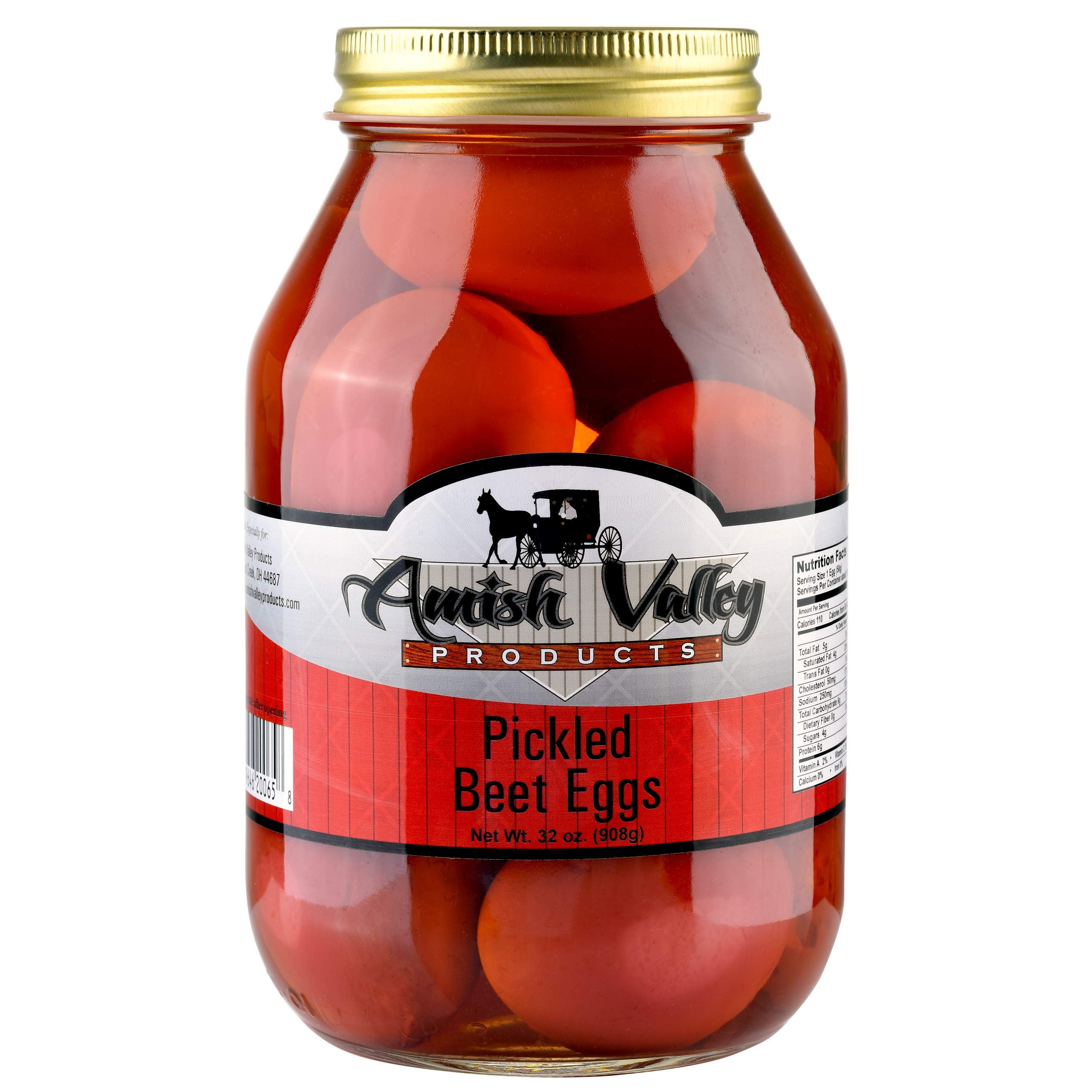 Amish Valley Products Pickled Eggs in Beet Juice Quart Glass Jar (4