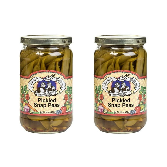 Amish Wedding All Natural Pickled Snap Peas 2 Jars 16 Oz Each