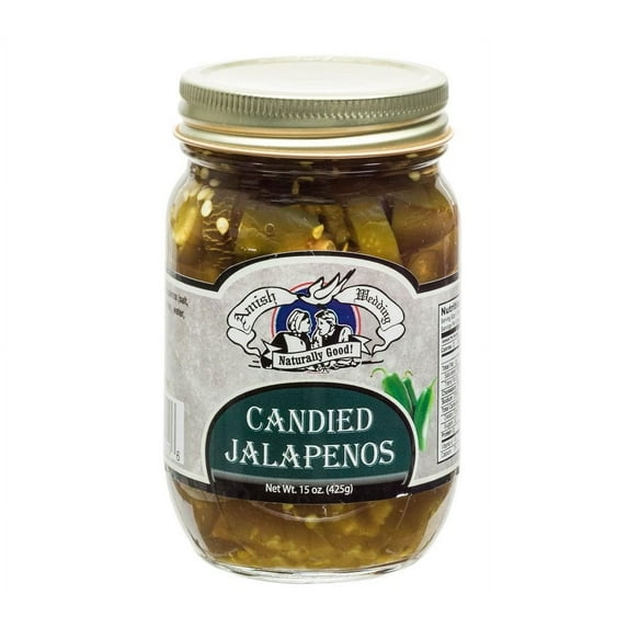 Amish Wedding Candied Jalapeno Peppers, 3-Pack 15 oz Glass Jars