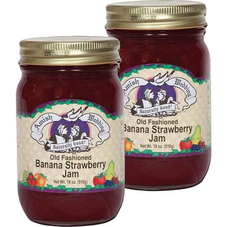Amish Wedding Foods Banana Strawberry Jam, 2-Pack 18 oz. Jars