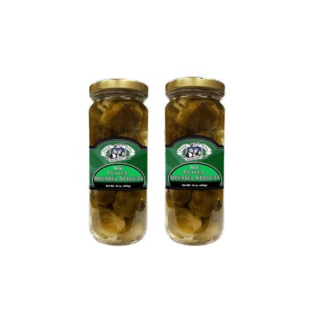 Amish Wedding Foods Mild Pickled Brussels Sprouts, 2-Pack 16 oz. Pint Jars