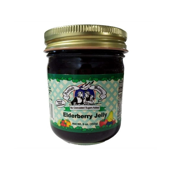 Amish Wedding Foods No Sugar Added Elderberry Jelly, 2-Pack 9 oz. (252g) Jars