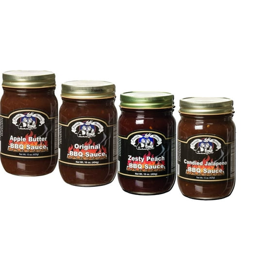 Amish Wedding Foods Old Fashioned BBQ Sauce Sampler Variety 4-pack