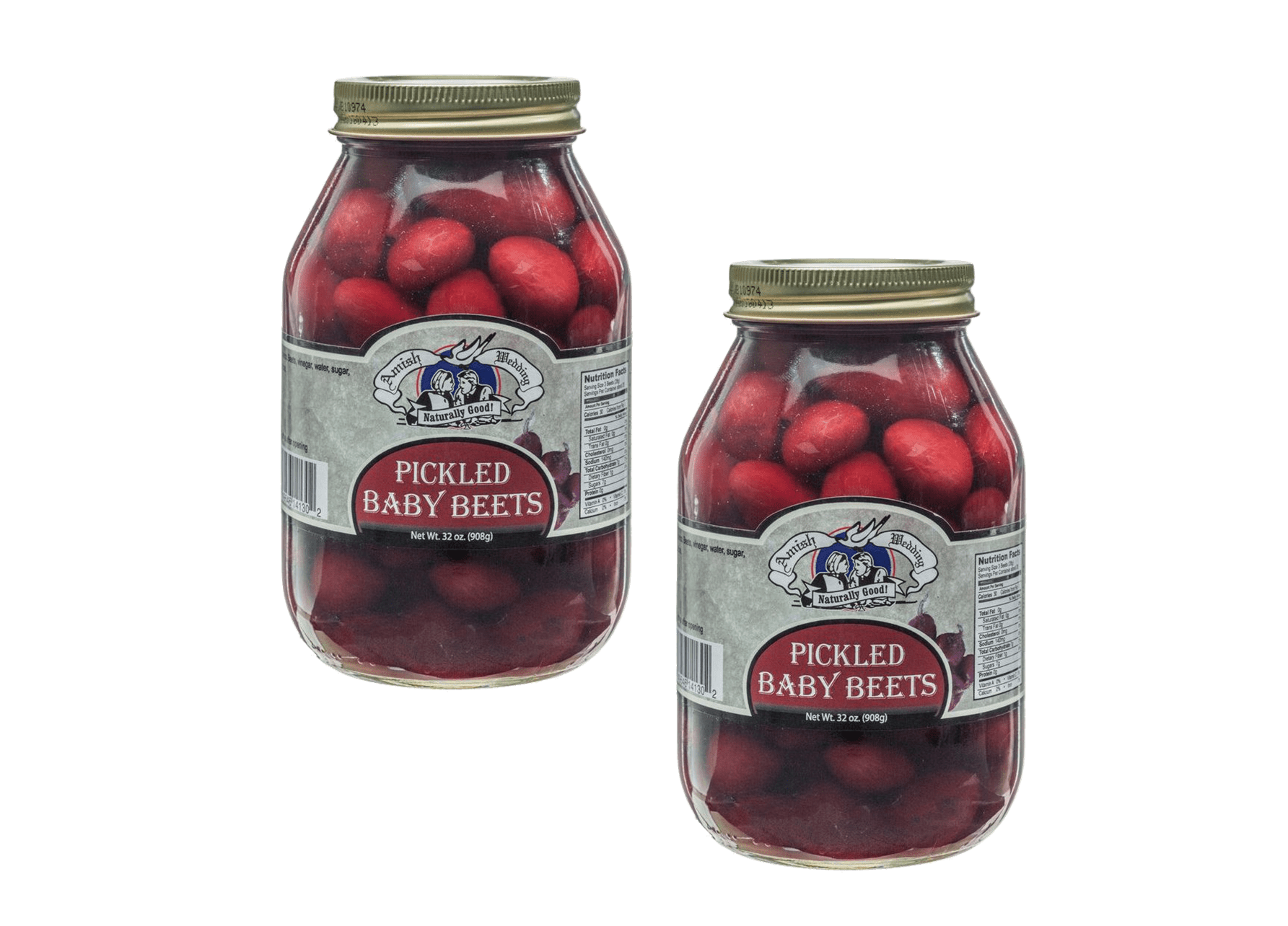 Amish Wedding Foods Pickled Baby Beets, 2-Pack 32 oz. Glass Jars