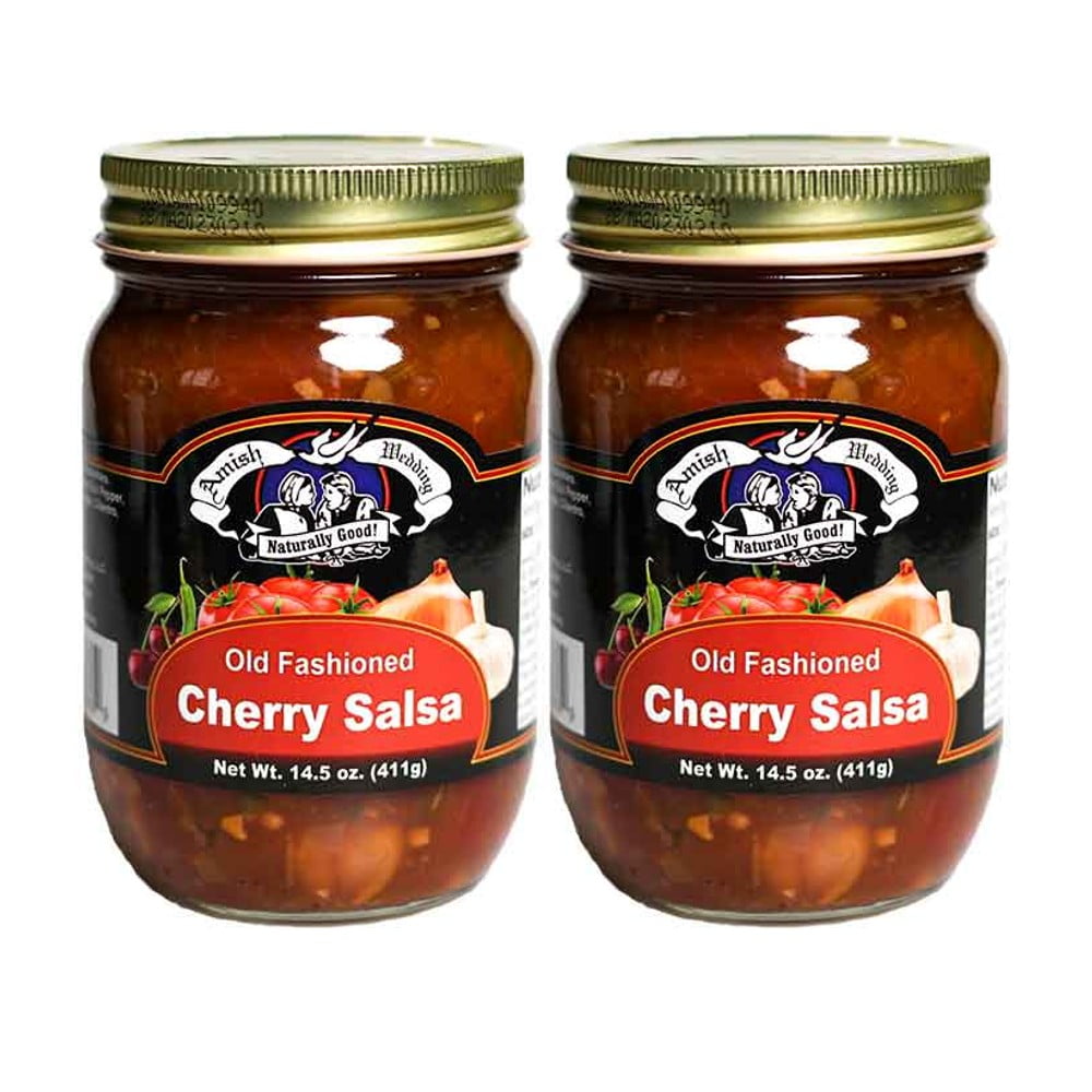 TROYER Amish Wedding Kettle Cooked Salsa, Thick and Chunky Pack of 2 14.5 ounce Jars, Cherry