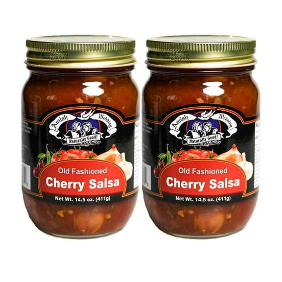 Amish Wedding Kettle Cooked Salsa, Thick and Chunky Pack of 2 14.5 ounce Jars, Cherry