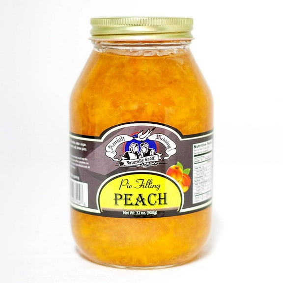 Amish Wedding Natural Pie Filling, Pre Cooked Real Natural Flavor 32 ounce Jar, Peach