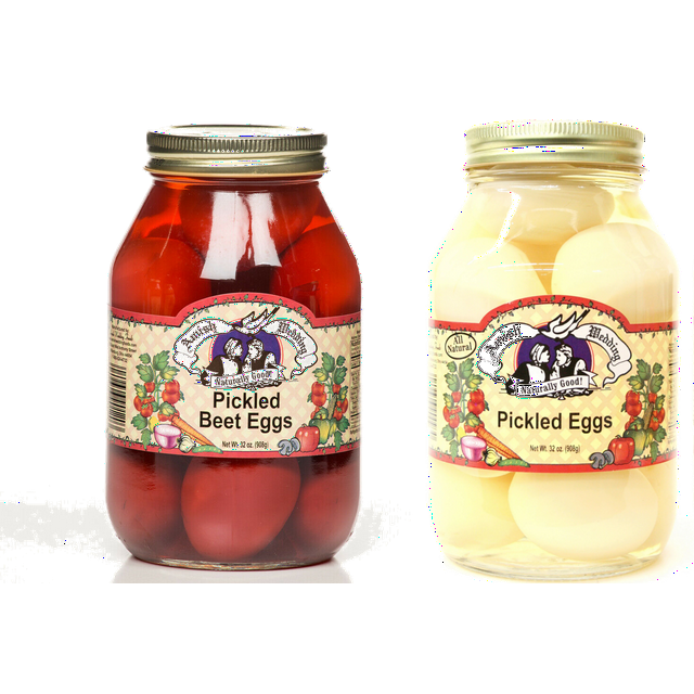 Amish Wedding Pickled Eggs & Red Beet Eggs Variety 2Pack, 32 oz. Jars