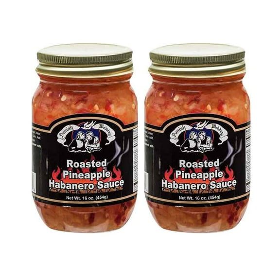 Amish Wedding Roasted Pineapple Habanero Sauce, USA Made, 15 oz, Pack of 2 Jars