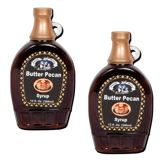 Amish Wedding Syrup, Ohio Made for Pancakes or Waffles, Two 12 ounce Glass Bottles, Butter Pecan