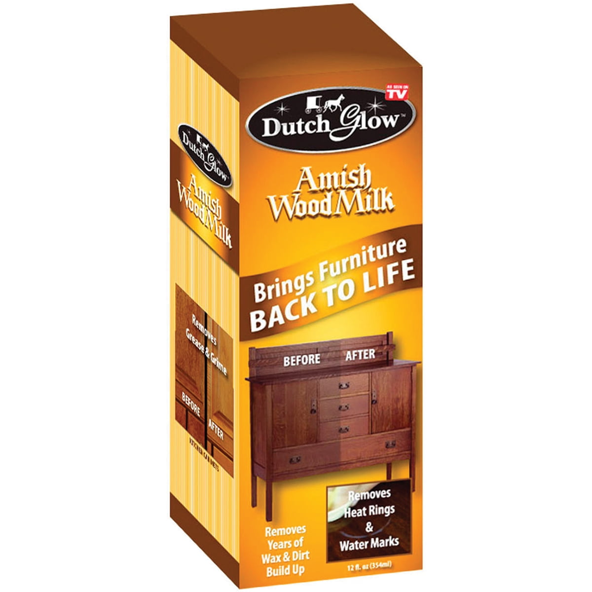 Amish Wood Milk -Dutch Glow Furniture Wood Care Clean Polish Restore Formula 12-Ounce Bottle- Brown