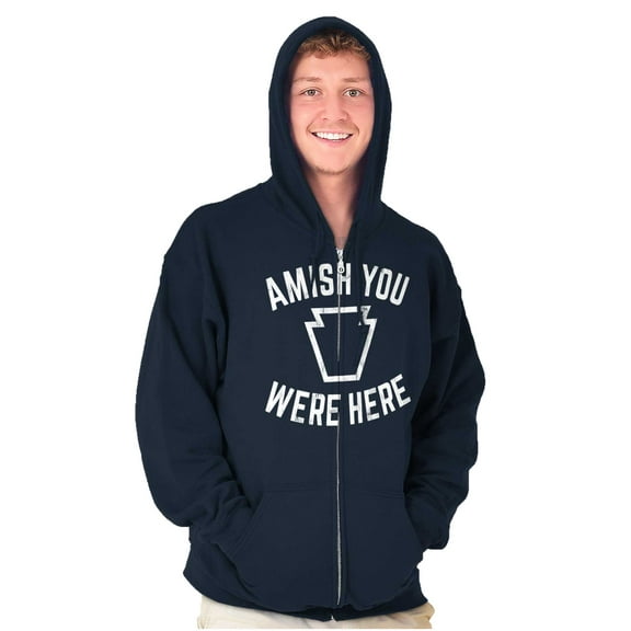 Amish You Were Here Pennsylvania Unisex Fleece Graphic Zip Up Hoodie Brisco Brands 4X
