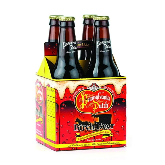 AmishTastes PA Dutch Glass Bottle Birch Beer, Protected With High-Density Foam, Favorite Amish Drink, 12 Oz. Pack of 4