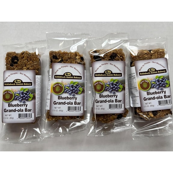 AmishTastes Homemade, Lightly Sweetened, Soft & Chewy Blueberry Granola Bars by Schlabach, 2.8 Oz. Pack of 4
