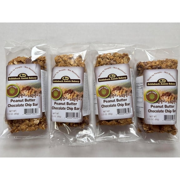 AmishTastes Homemade, Lightly Sweetened, Soft & Chewy Chocolate Peanut Butter Granola Bars by Schlabach, 2.8 Oz. Pack of 4