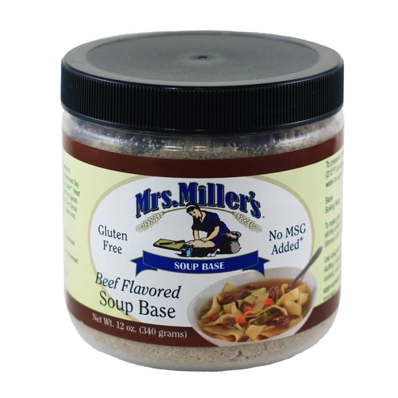 AmishTastes Mrs. Miller's Soup Base 42 Oz. Variety Box- Beef, Low Sodium Chicken, Chicken, and Vegetable Flavors