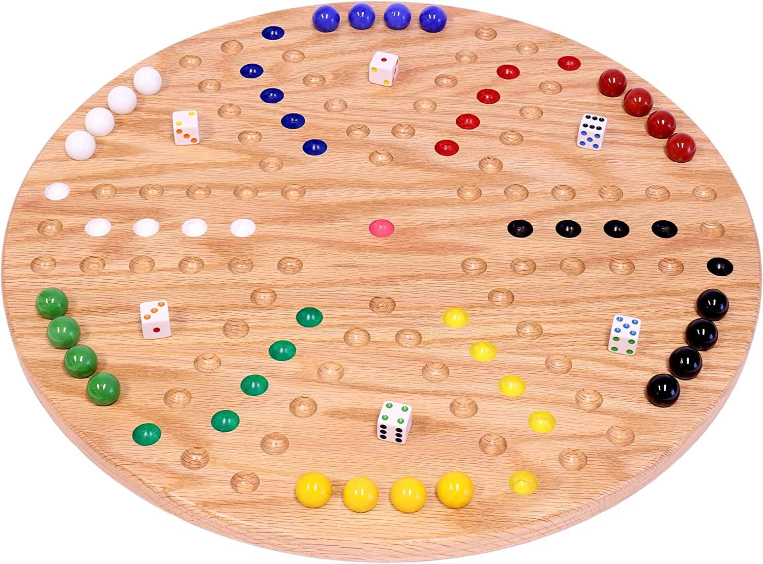  Medikaison Original Marble Game Wahoo Board Game Double Sided  Painted Wooden Fast Track Board Game for 6 and 4 Players 6 Colors 24  Marbles 6 Dice for Family Friends : Toys & Games