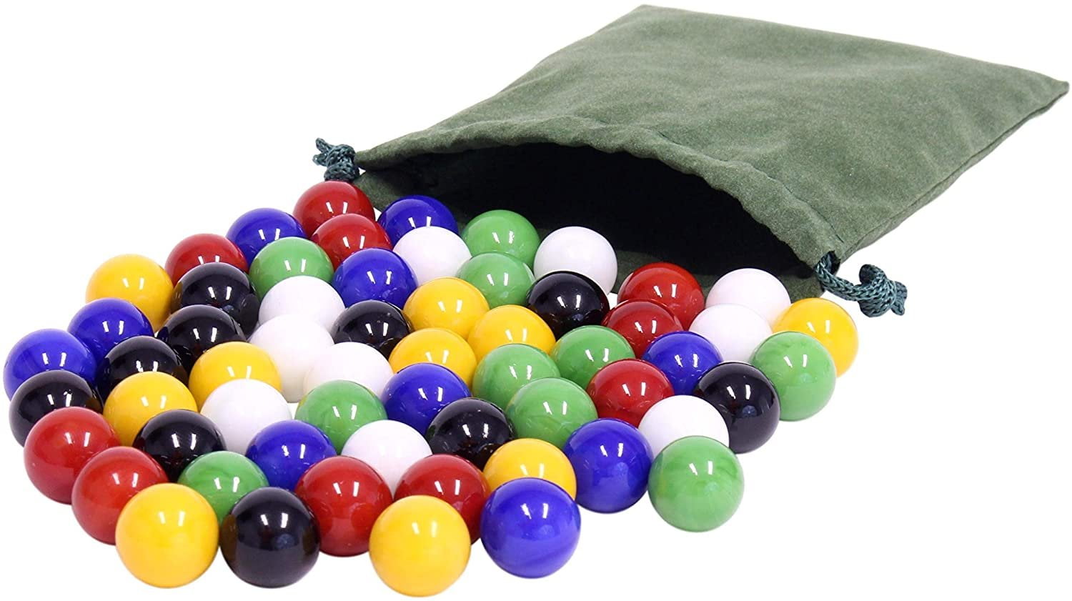 AmishToyBox.com Bag of 60 Glass Marbles - Replacement Marbles for Chinese Checkers - Large 3/4" 18mm Diameter