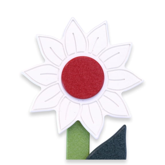AmishToyBox.com Decorative Flower Stake for Outdoor Dcor, Amish-Made with Poly Lumber, Sunflower White and Bright Red