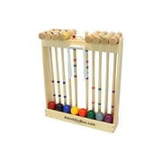 Deluxe Croquet Game Set - 8 Player - with Wooden Stand Eight 28" Handles