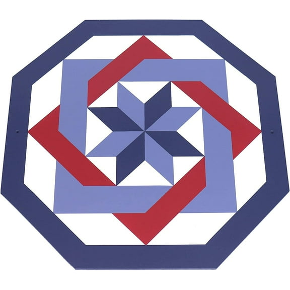 AmishToyBox.com Hand-Painted Barn Quilt - Octagon Red Labyrinth Design - Outdoor Wall Sign Decor 36" x 36"