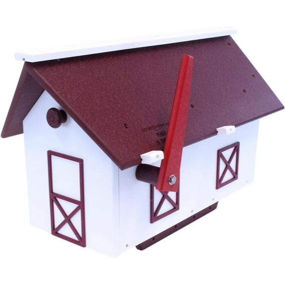 AmishToyBox.com, Large, Poly Lumber Barn Style Mailbox, Post Mount