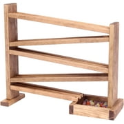 Marble Roller Racetrack Wooden Toy - CPSIA-Approved Child-Safe Harvest Stain Finish - Pack of Marbles Included