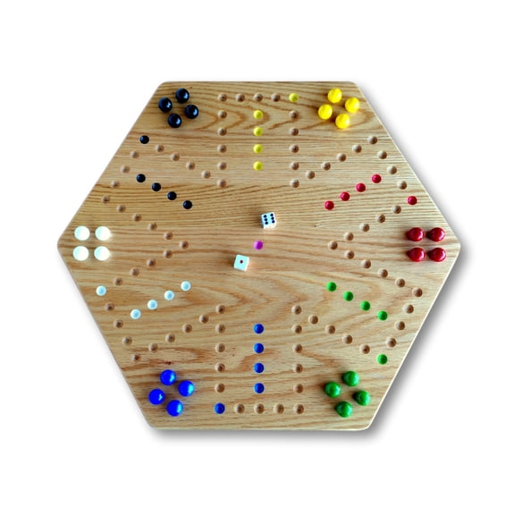 AmishToyBox.com Oak Hand-Painted 20" Wooden Aggravation Game Board, Double-Sided