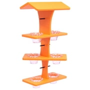 AmishToyBox.com Oriole Bird Feeder - Deluxe Triple Deck Jelly-Cup Oriole Feeder with Orange Holder Pegs - Made in The USA with Poly Wood All Orange