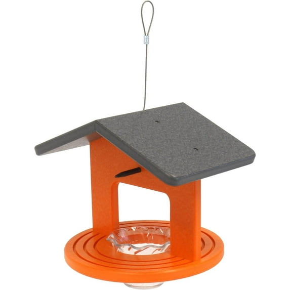 AmishToyBox.com Oriole Bird Feeder, Poly Lumber Hanging Round Oriole Jelly and Orange Feeder with Grooves for Grip, Single Cup