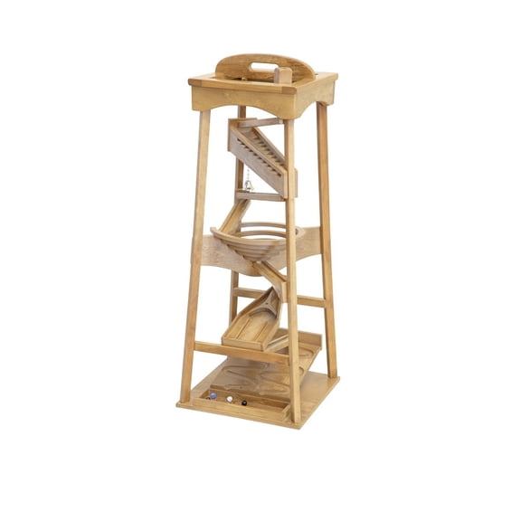 AmishToyBox.com Pyramid Marble Tower Run Wooden Toy - 39" High - Pack of Marbles Included Harvest Stain Finish