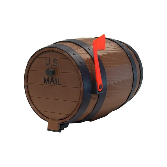 AmishToyBox.com Rustic Barrel Mailbox, Non-Locking Single Compartment, Post-Mount