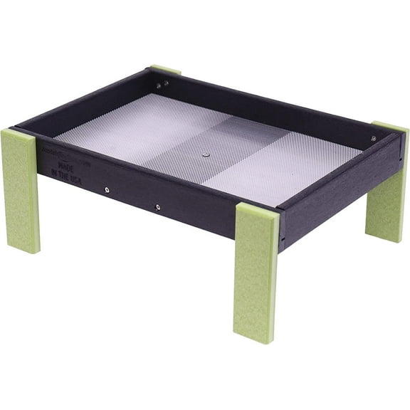 AmishToyBox.com Tray Ground Bird Feeder, Wildlife Ground Feeder for Birds and Squirrels with Screen Mesh Tray Black/Lime Green