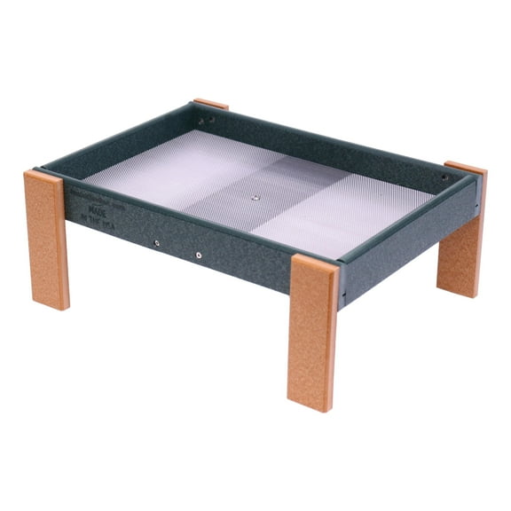 AmishToyBox.com Tray Ground Bird Feeder, Wildlife Ground Feeder for Birds and Squirrels with Screen Mesh Tray Turf Green/Cedar