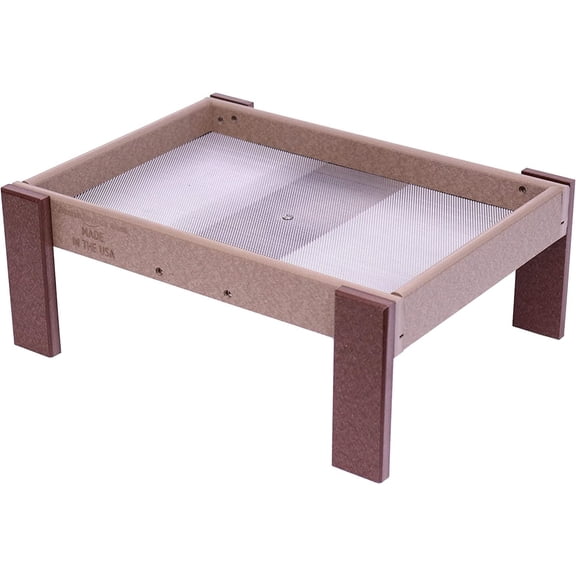 AmishToyBox.com Tray Ground Bird Feeder, Wildlife Ground Feeder for Birds and Squirrels with Screen Mesh Tray Weathered Wood/Tudor Brown