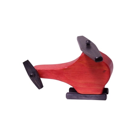 AmishToyBox.com Wooden Helicopter Toy with Spinning Propeller, Child-Safe, Non-Toxic, CPSIA-Approved Finish Red
